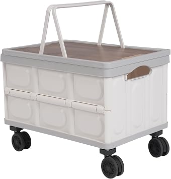 Foldable Camping Cart – 55L Storage, 35kg Capacity, 4 Wheels with Brakes, Removable Tray
