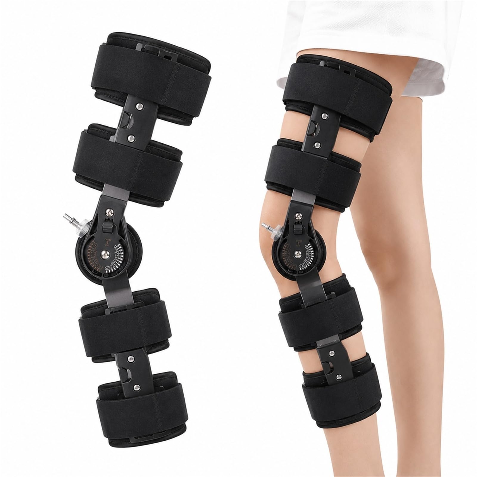 Ginocchiera Ortopedica ROM con Cerniera Regolabile per Recupero Legamenti ACL MCL PCL Post-Operatorio Tutore Ginocchio Stabilizzatore per Uomini e Donne