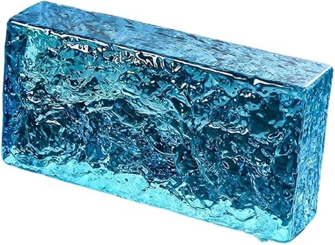 LXHELIVERY Clear Glass Brick Solid Glass Brick 1 Piece -Rectangular Solid Glass Brick Light Transmission for Building Fields Such As Wall Partition,House DecorationBlue-a