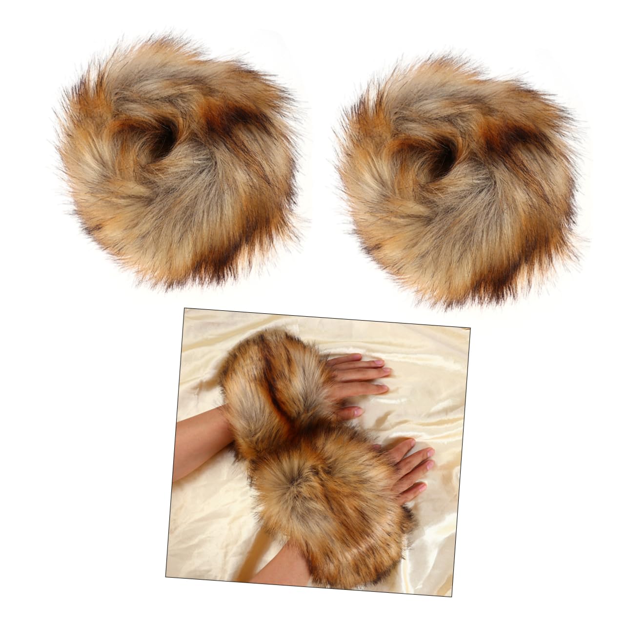 Didiseaon 1 Pair Faux Fur Arm Warmers Furry Wrist Cuff Warmer Band for Women Elastic Wrist Ring Arm Sleeves One Size Decorative Accessory