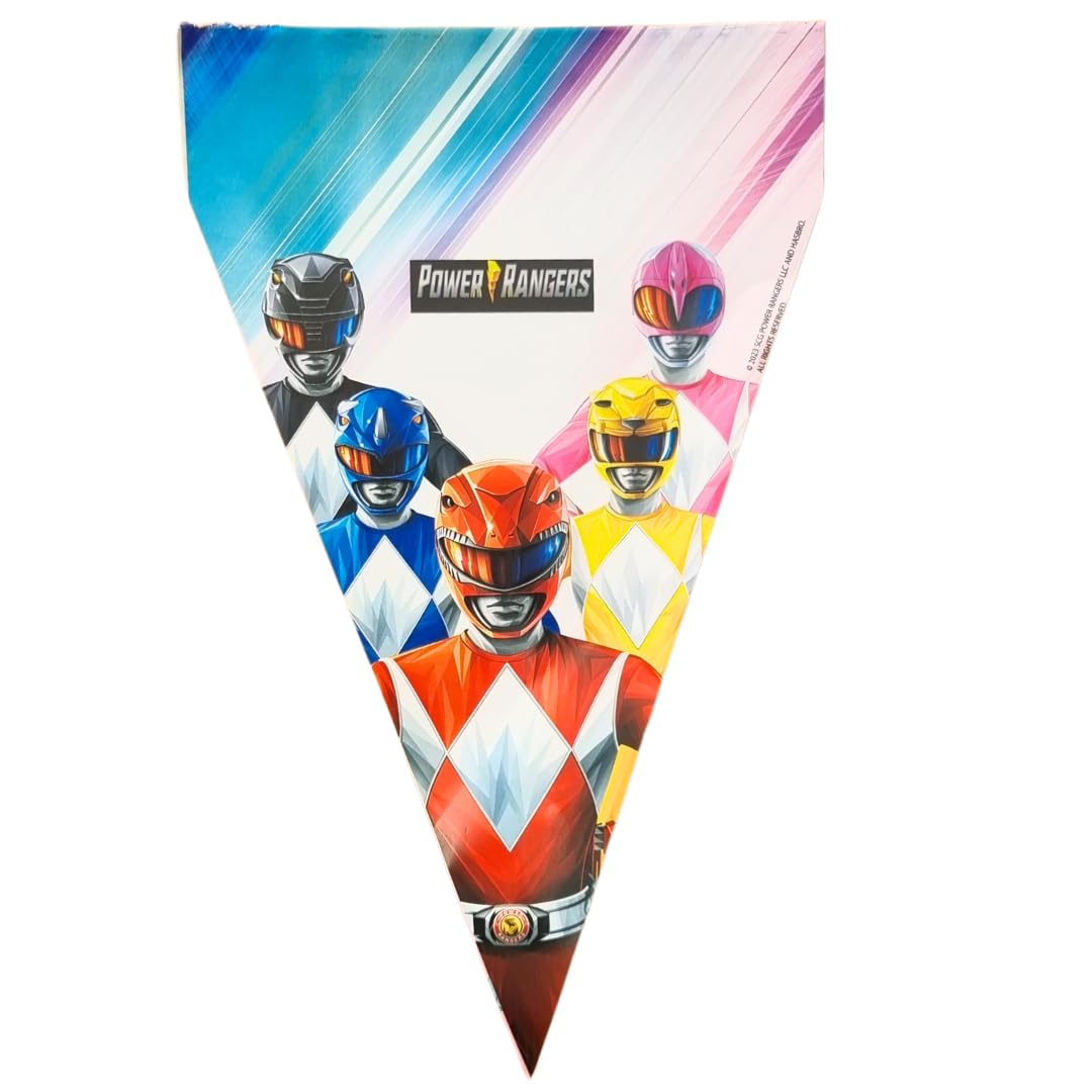 BeenSmile, BANDERIN Power Rangers, Banderín para Niños, Decoración Cumpleaños Infantil, Artículos de Fiesta, Celebración y Aniversario, 1 Unidades, 3 M