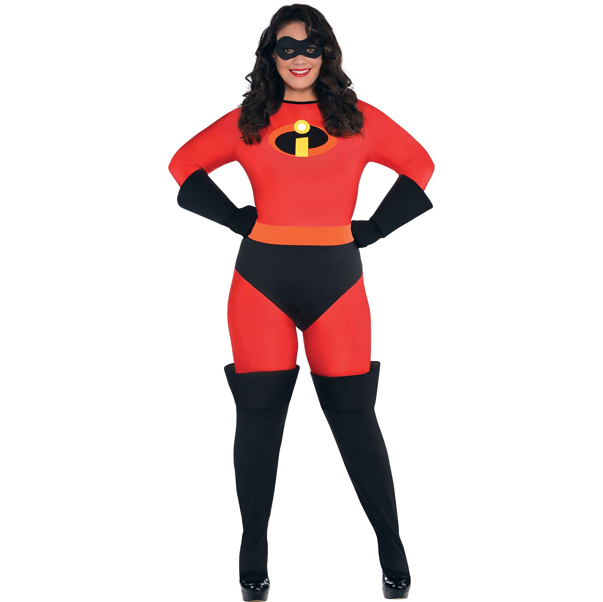 AmscanParty City Deluxe Mrs Incredible Costume for Women - Disney The Incredibles Costume Includes Jumpsuit, Gloves & Mask - Costumes for Halloween, Birthday Parties & Themed Event