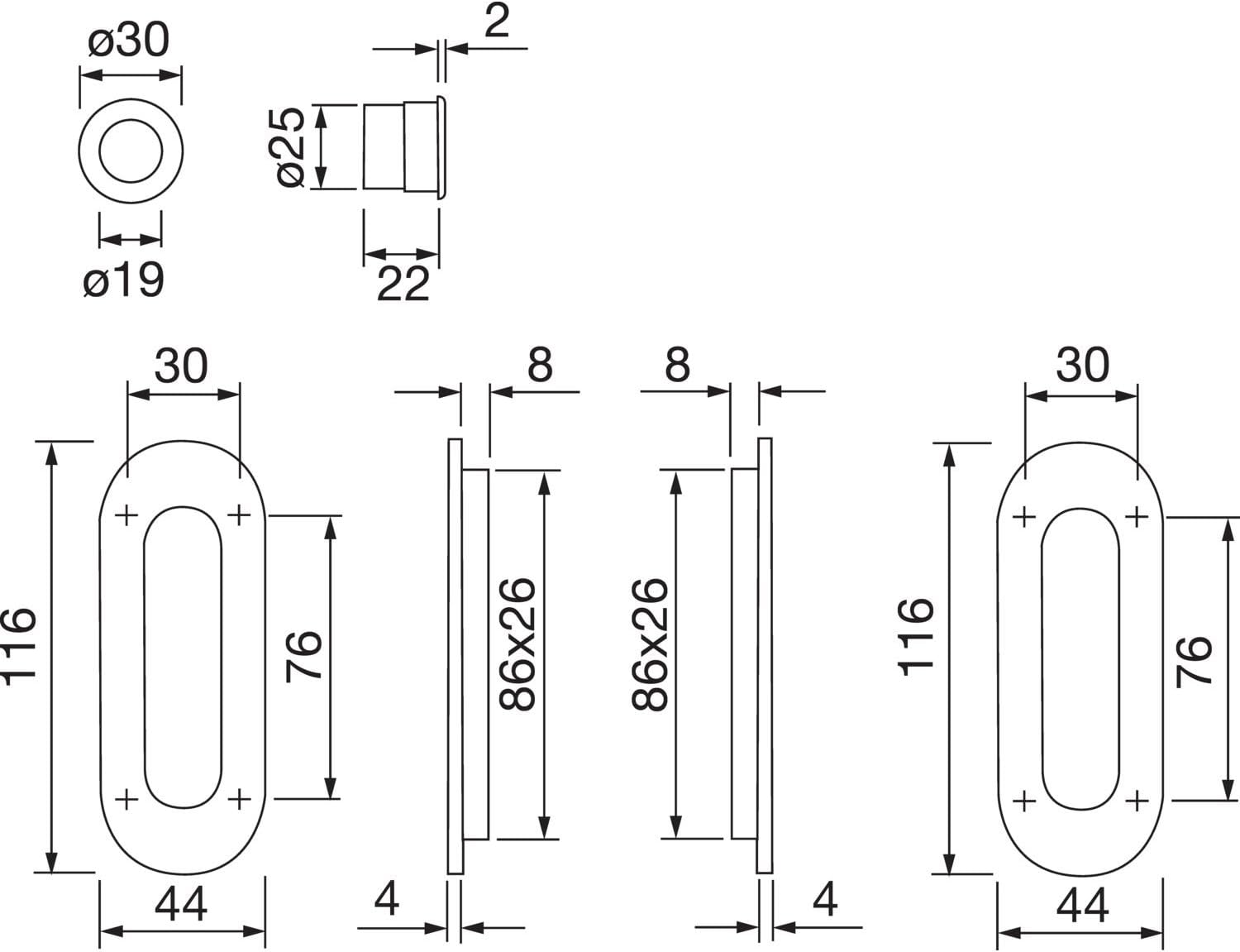 Hoppe 3207390 Sliding Door Handle Set M472 – Covered Screwed BL, Polished/Lacquered