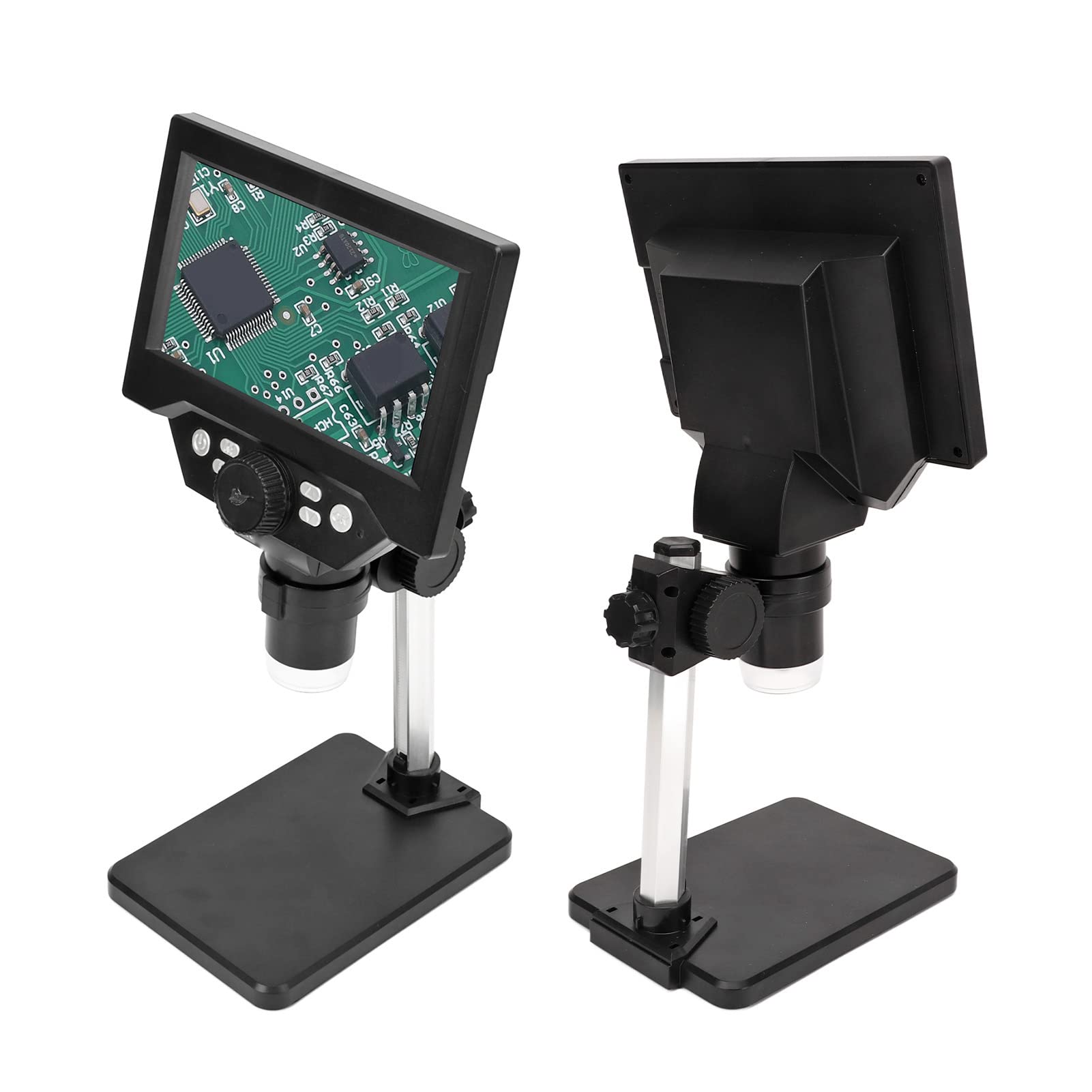 Aramox Digitales Mikroskop, ABS-USB-Münzmikroskop mit 5,5-Zoll-LCD-Display, 10 MP, 1080P, 1000-fachem Zoom, 8 LED-Leuchten, Verstellbarer Ständer für Studenten der Münzlötprüfung
