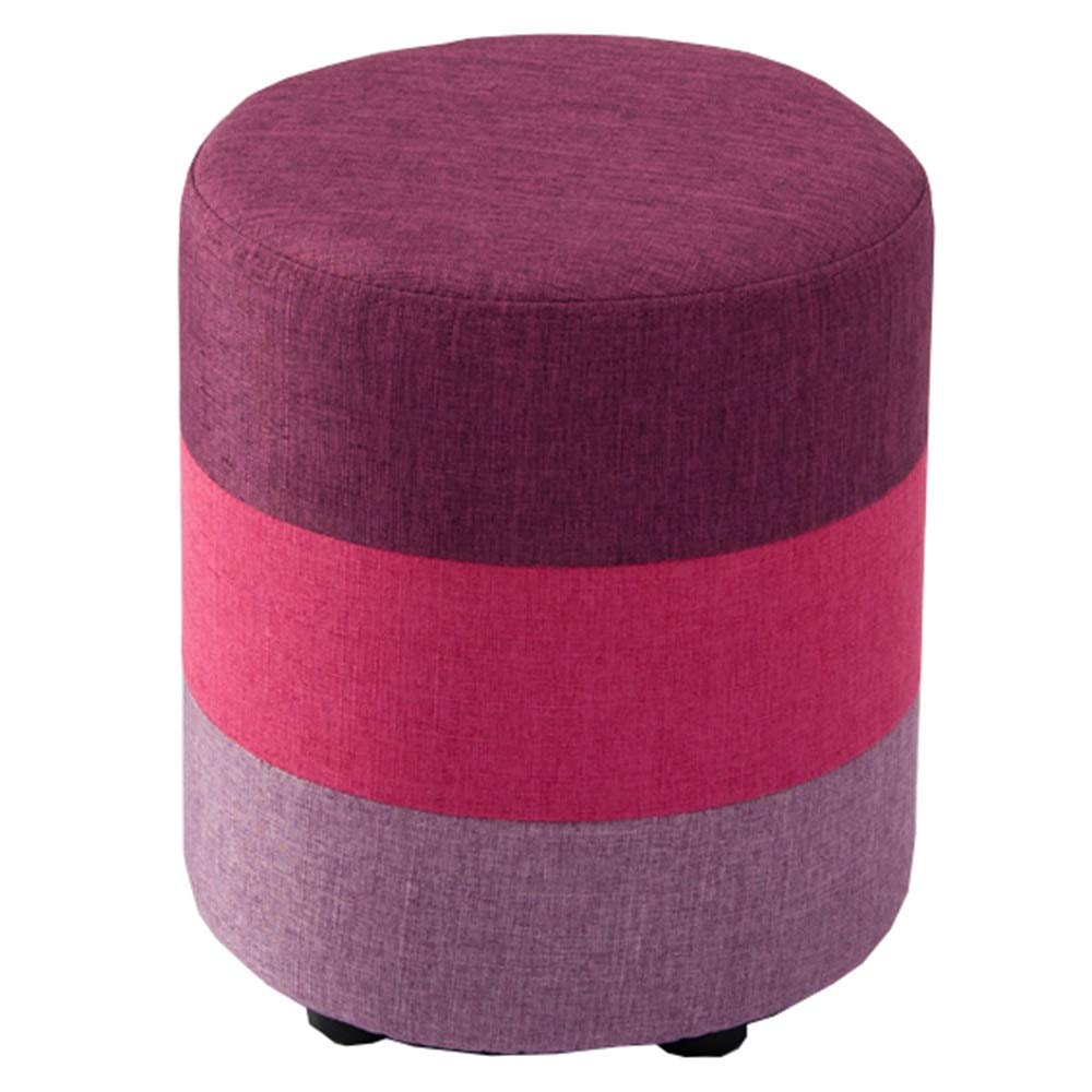 LJFYXZ Upholstered Footstool Ottoman Home Shoe Bench Detachable Cloth Cover Ottoman Round Dressing Stool Bearing Weight 120kg 34x34x40cm (Color : Rose red)