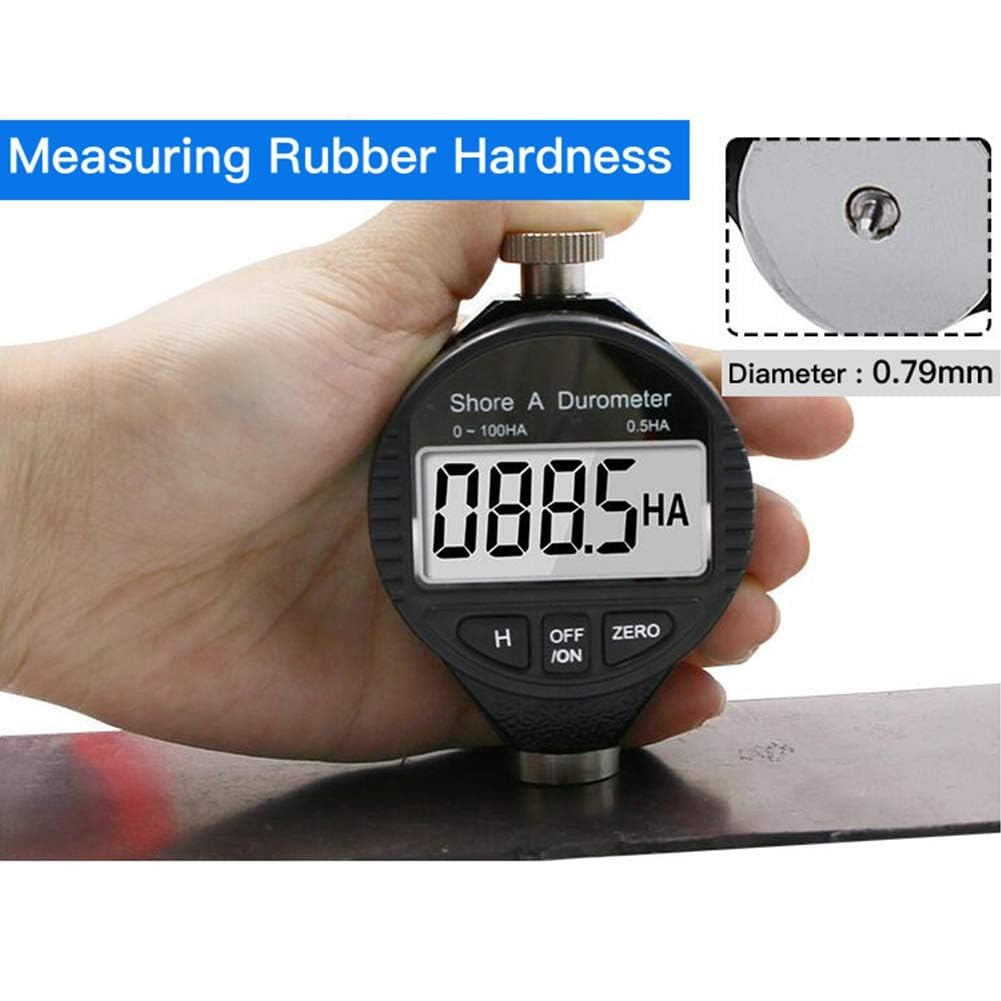 Durometre Shore A, 0-100 HA Testeur de Dureté Numérique Portable | Duromètre Numérique en Caoutchouc avec Écran LCD, Hold et Zéro, pour Caoutchouc, Silicone, Pneus et Plastique Souple