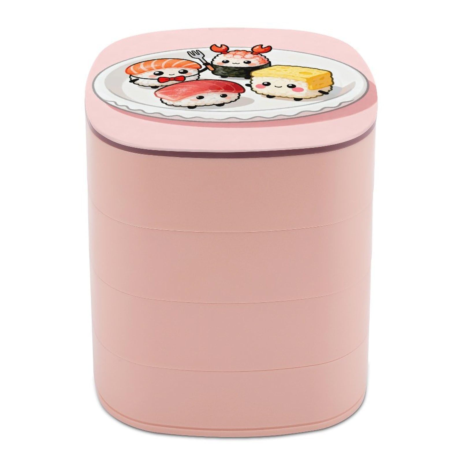 VstaDank 360° Rotating Sushi Jewelry Box, Multi-Layer Large Capacity Jewelry Organizer for Earrings Necklaces Rings, Dustproof Desktop Storage Case for Women
