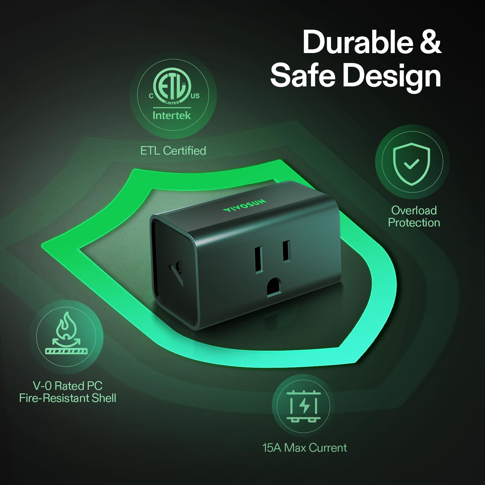 VIVOSUN GrowHub Outlet Controller A10 Smart WiFi Outlet Smart Plug 15A 1800W Remote Control Compatible with Vivosun App — view 4