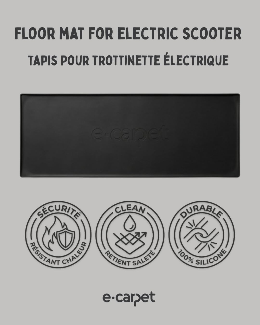 Tapis de Protection Sol pour Trottinette Électrique | Silicone Étanche, Bordure Rétention d'Eau, Ignifuge, Compatible Tous Modèles