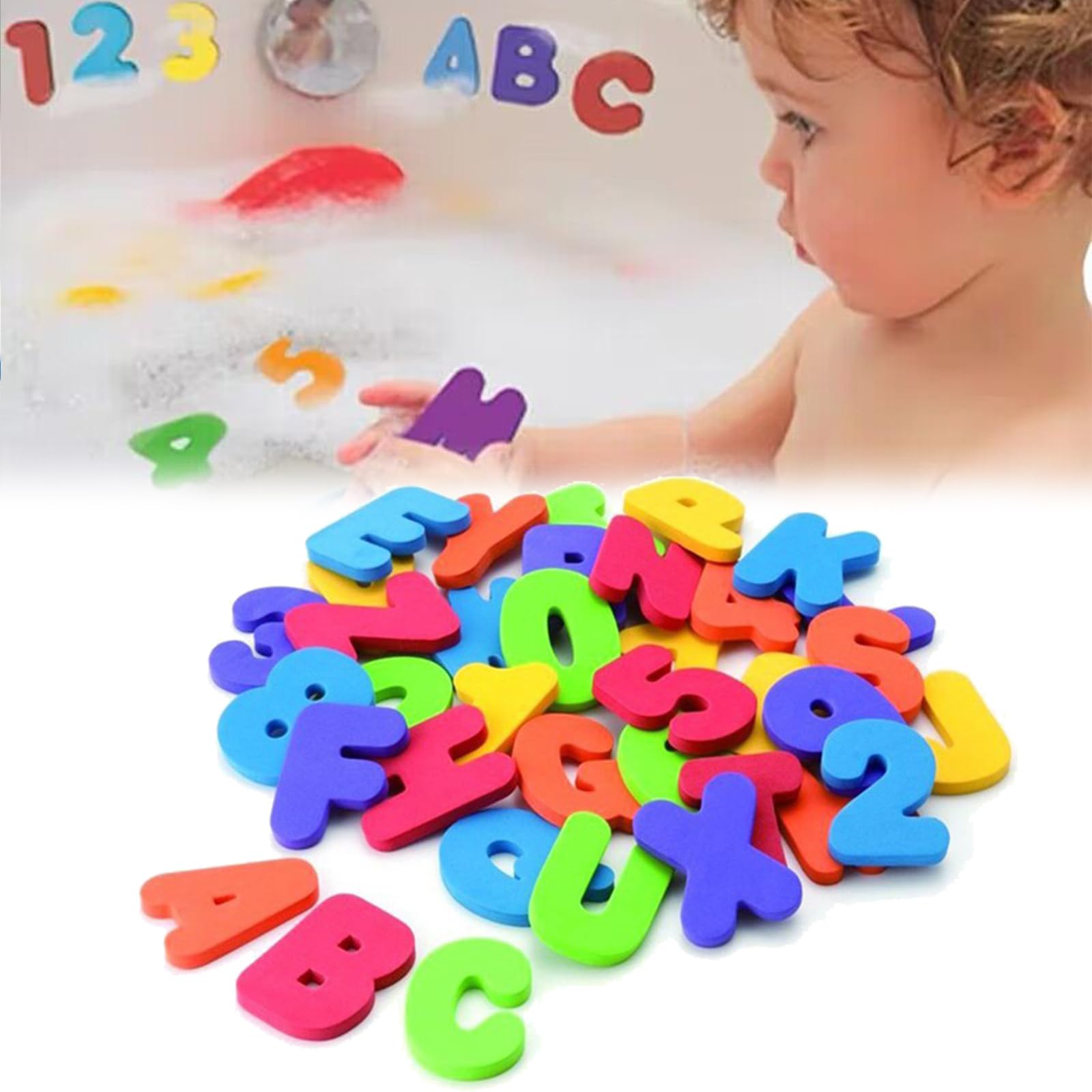 Letras de Bañera,Letras y Números de Baño,Juguetes de Baño Bebés y Niños,Juegos de Juguetes de Baño,Letras y Números de Espuma para el Baño,Juguete Flotante de Baño,36 Letras y Números