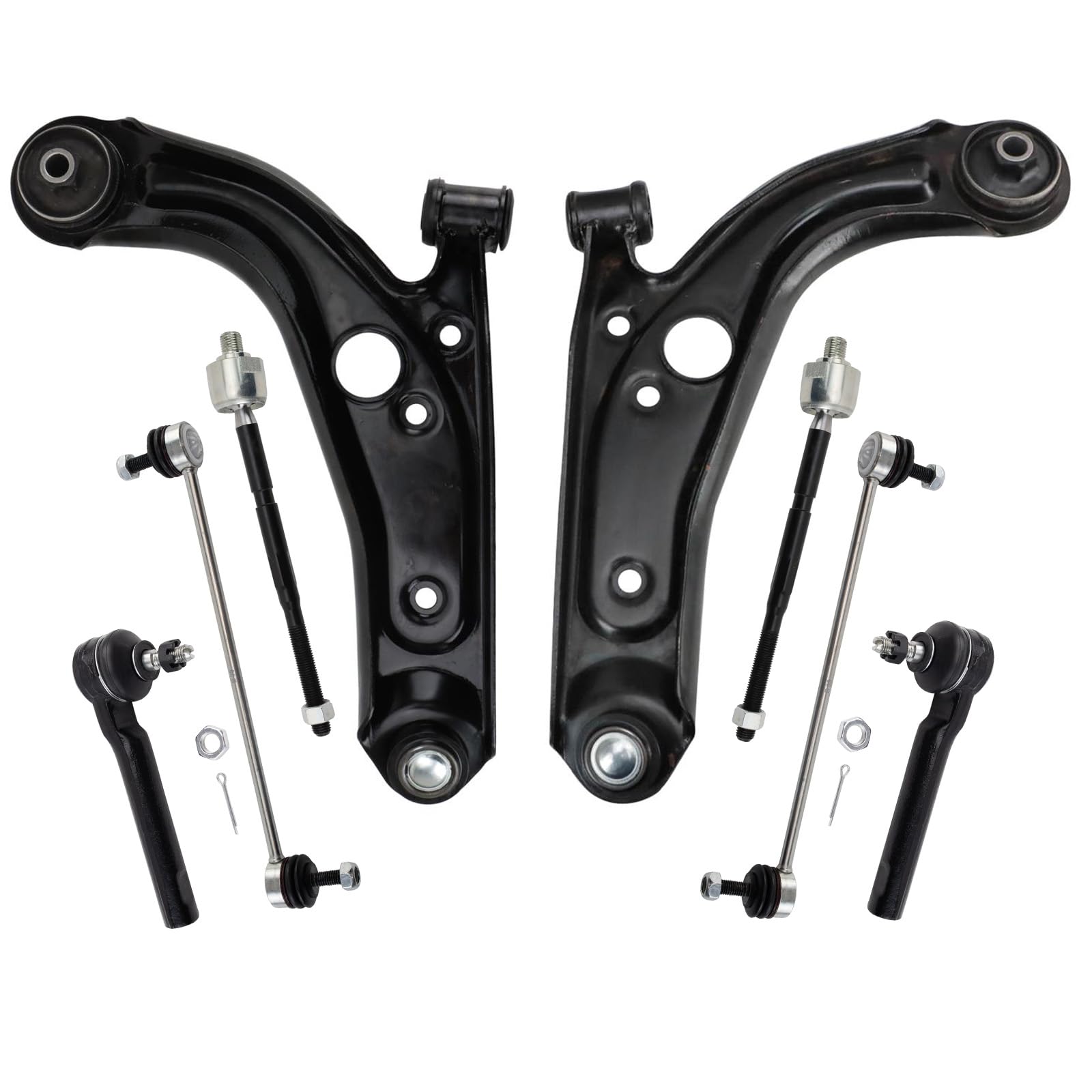 Front Steering & Suspension Kit Control Arm with Ball Joint Sway Bar Stabilizer Link Tie Rod Compatible with 2012-2017 Fiat 500