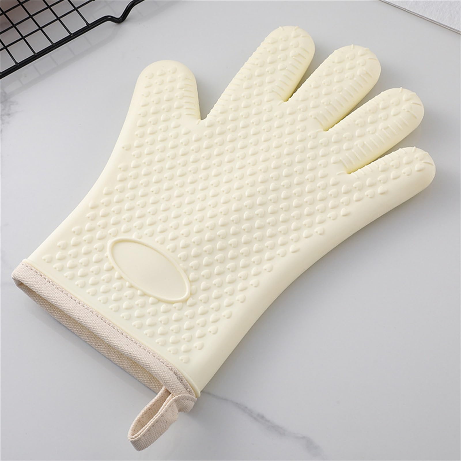 1 para grubych silikonowych rękawic izolacyjnych, antypoślizgowych i odpornych na wysoką temperaturę, do mikrofalówki, grillowania, gotowania pieczenia(Beige)