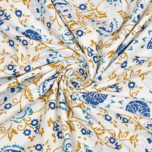 Image of BLOCKS OF INDIA 100% Cotton Dohar King Size Reversible Hand Block Printed Malmal Summer Dohar /Blanket (Blue Jaal)