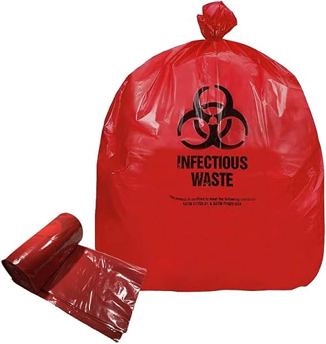 Resilia Medical - Bolsas de peligro biológico, eliminación de residuos peligrosos, cumple con las normas DOT ASTM para uso hospitalario, rojo, 10