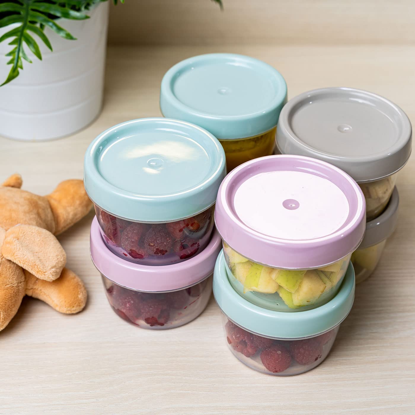 Confezione da 24 contenitori per alimenti 200 ml, senza BPA, adatto per microonde e lavastoviglie, congelatore, contenitori con coperchio