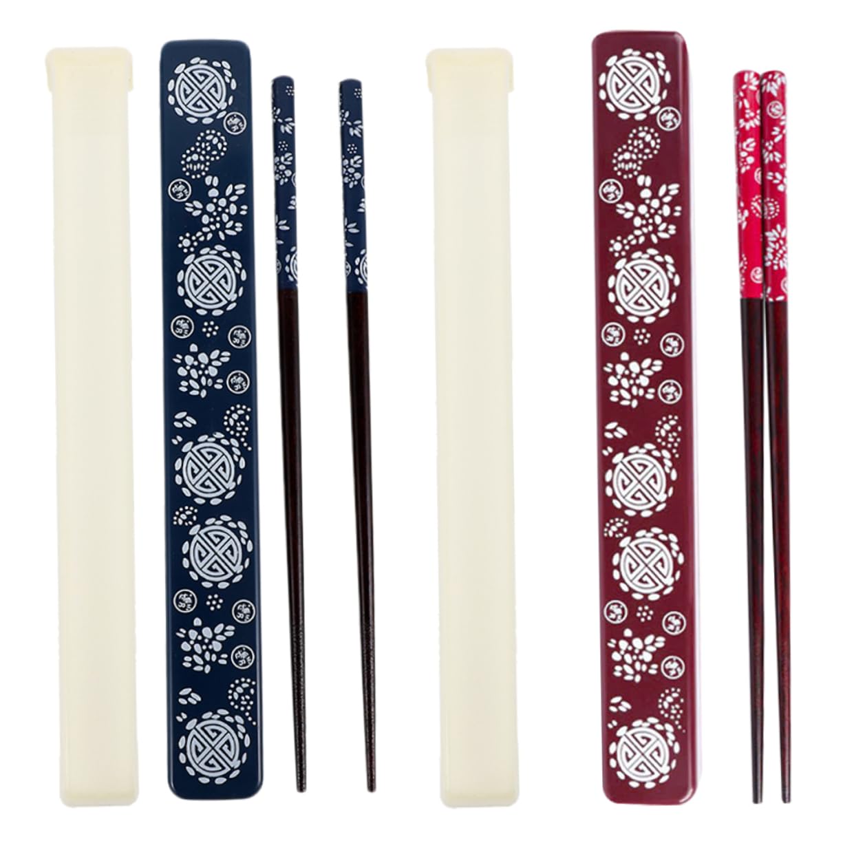 Sosoport Set 2 Bacchette Giapponesi Lavabili con Scatole Porta Bacchette in Materiale Sintetico, Facili da Trasportare, per Viaggi e Campeggio