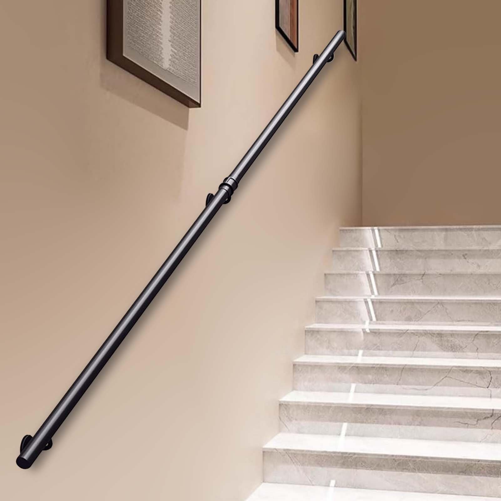 FKXSXAZ Metal Iron Handrails for Stairs Staircase Railings Wall Mounted Non-Slip Grab Bar Hand Rail Home Indoor Lofts Steps Outdoor Decking Sturdy Balustrade(9ft/270cm)