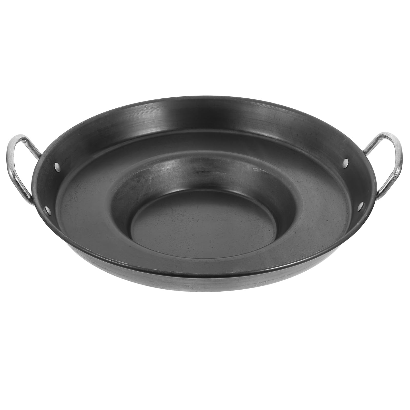 Happyyami Sartén cóncava de acero inoxidable para freír, cocina cóncava para discada, sartén de alta temperatura, resistente, para freir, suministros de cocina para el hogar
