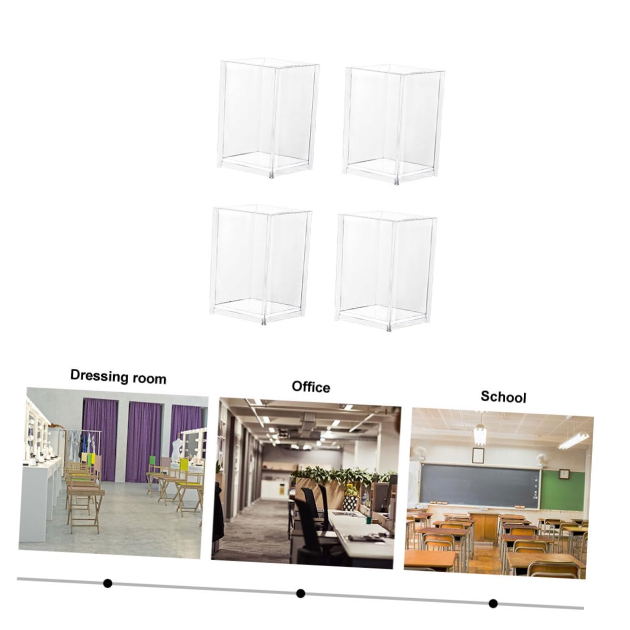 4piezas Portalápices Acrílico Cestas Para Bolígrafos Transparentes Organizadores De Escritorio Para Almacenamiento De Oficina y Decoración De Mesa