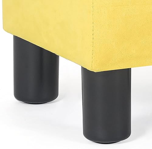 Miniatura 5 de Mini reposapiés otomano de 15 pulgadas, reposapiés acolchado de terciopelo con patas de madera maciza, reposapiés rectangular moderno para sofá,