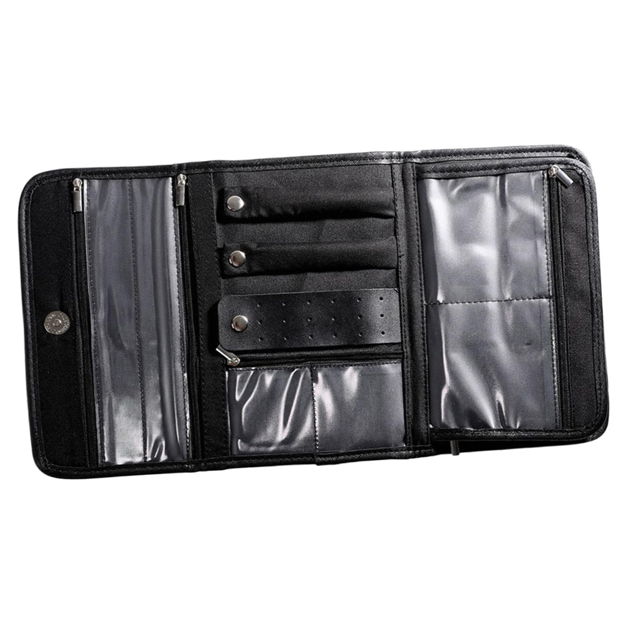TOYANDONA Faltbare Schmuckrolle aus Pu Material Kleiner Reise Schmuckorganizer mit Transparenten Taschen Weiche Innenfläche Platzsparender Schmuckbeutel für Reisen und Aufbewahrung