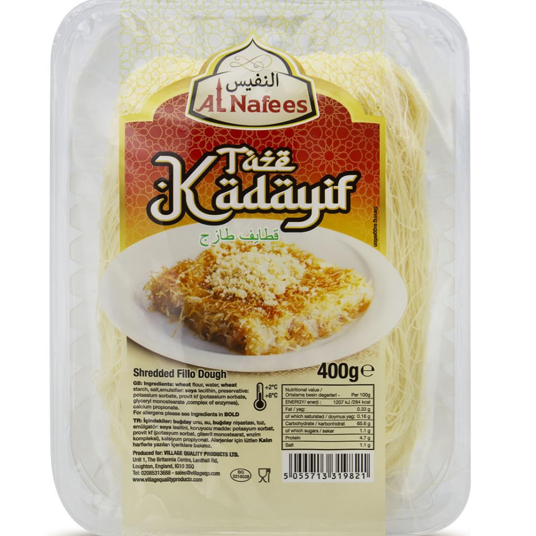 Al nafees Fresh Kataifi Kadayif Masa de Fillo rallada 400g