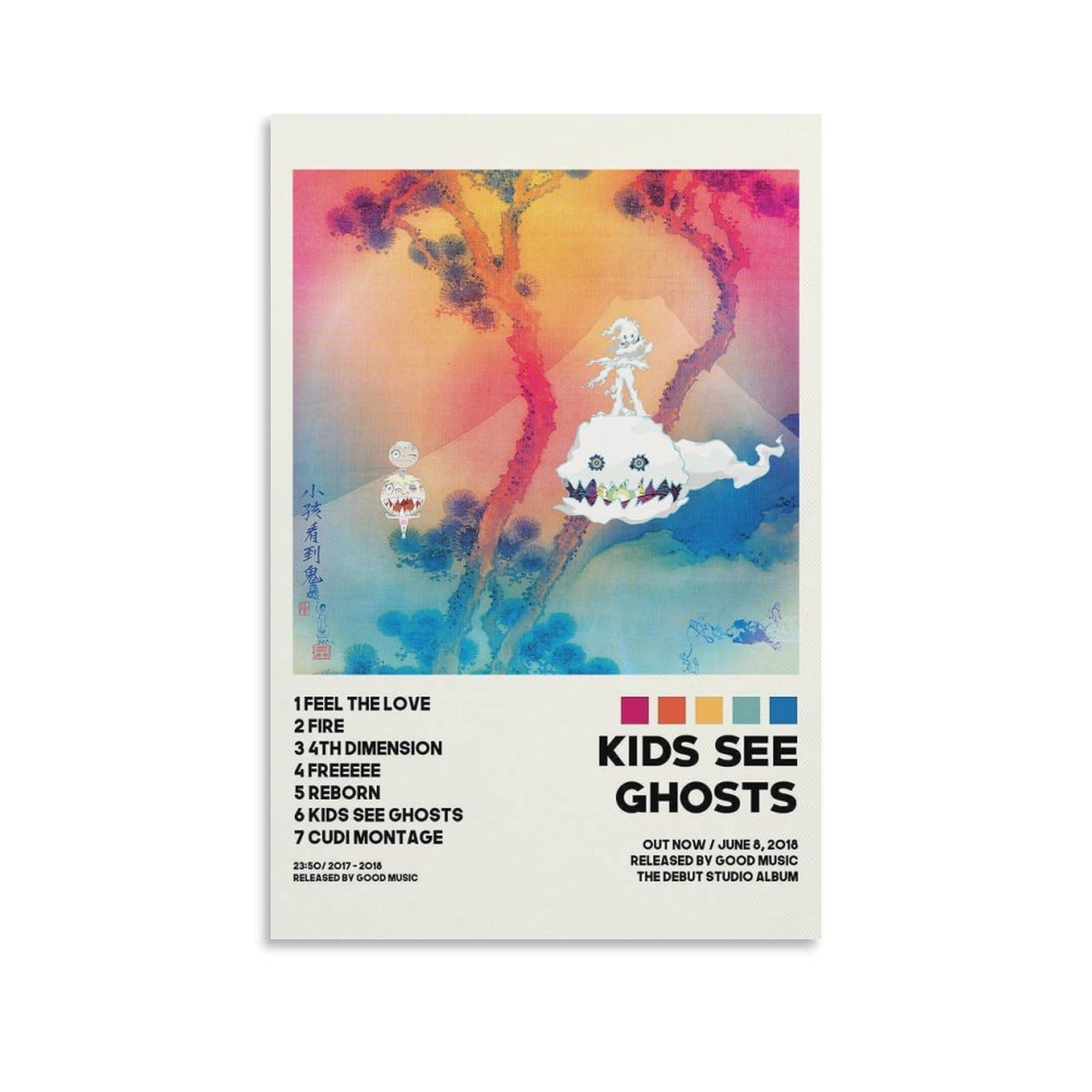 AIDEBAOBAO Kids See Ghosts Kanye West Kid Cudi 2 Canvas Poster Bedroom Decoration Landscape Office Valentine's Birthday Gift Unframe-style12x18inch(30x45cm)