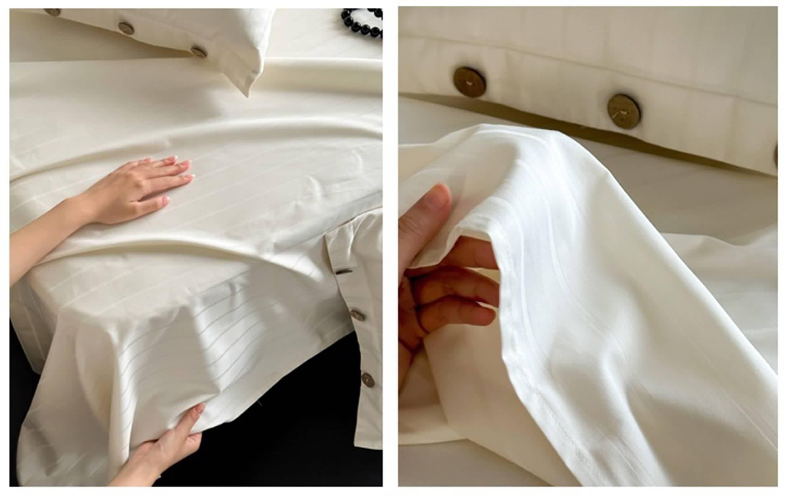 Sábanas para mujer, sábanas de algodón con rayas blancas lechosas, ropa de cama de fácil cuidado, 200.7 cm de ancho x 231.1 cm de largo