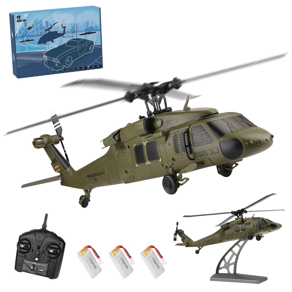 K170 UH-60L Blackhawk Flybarless Hélicoptère RC 170 Classe 2.4G 4CH RTF