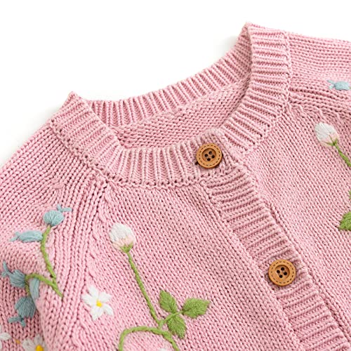 Image of Simplee kids Baby Sweater Toddler Girls Cardigan Sweater Embroidered Strawberry Knit Sweater