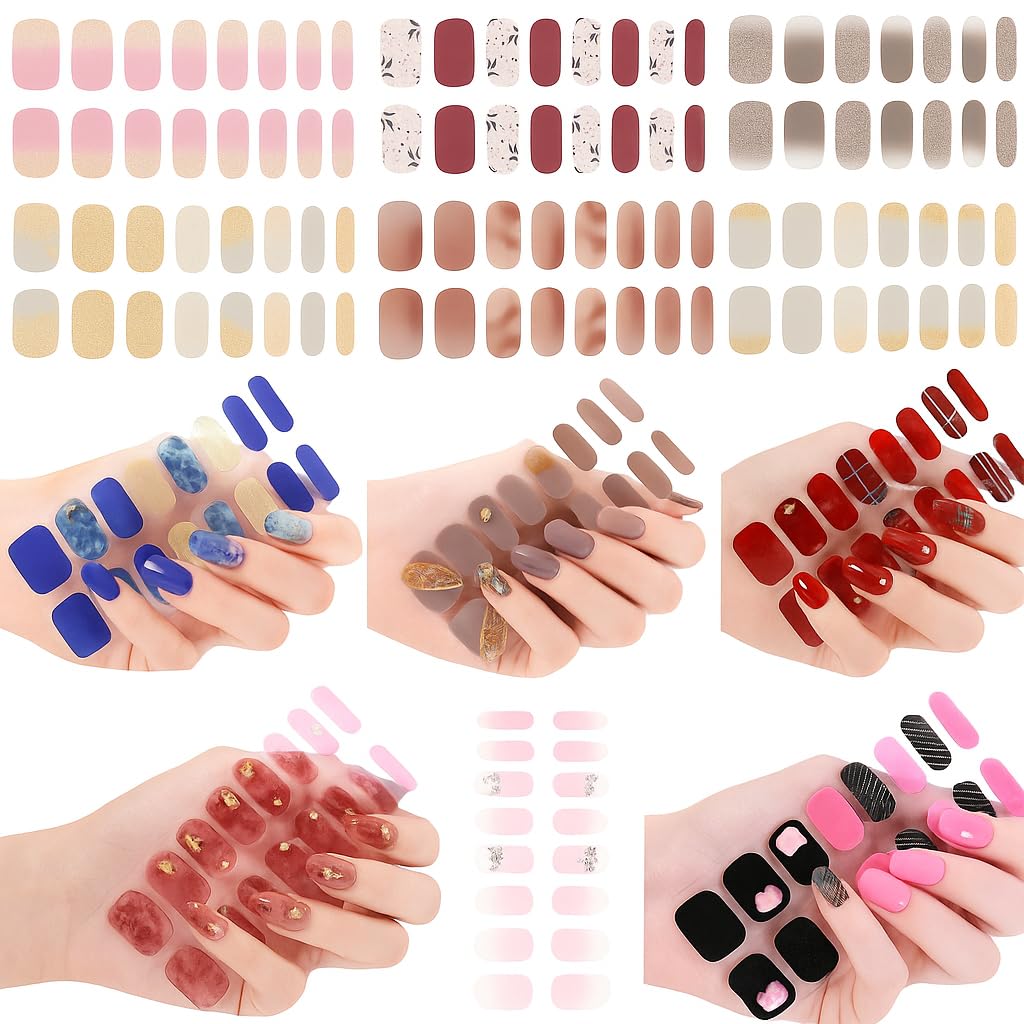 Bolt Bee Semi Cured Gel Nail Strips Stickers | Gel Nail Wraps | UV Light Required, Salon Quality 12 Sheets Set with UV Lamp (Pattern)