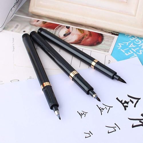 Miniatura 3 de AYNEFY Pluma de caligrafía china japonesa Shodo, bolígrafo de tinta para escribir, dibujo, manualidades, pluma china, caligrafía japonesa, pincel de