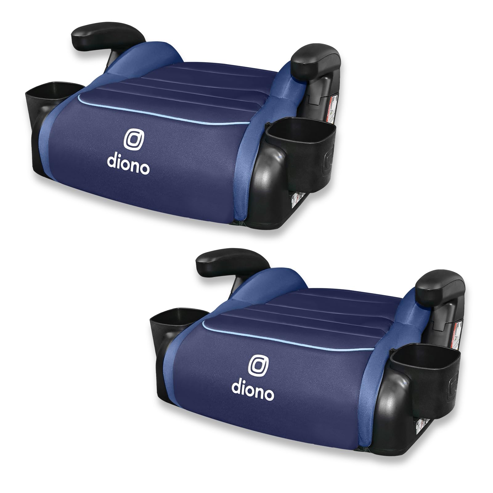 Diono Connect3 R Backless Booster Pack of 2, Slim Fit 3-Across in Many Mid-Sized Sedans and SUVs, for Children from 40-120 lbs., Lightweight with Cupholder, Blue Surge