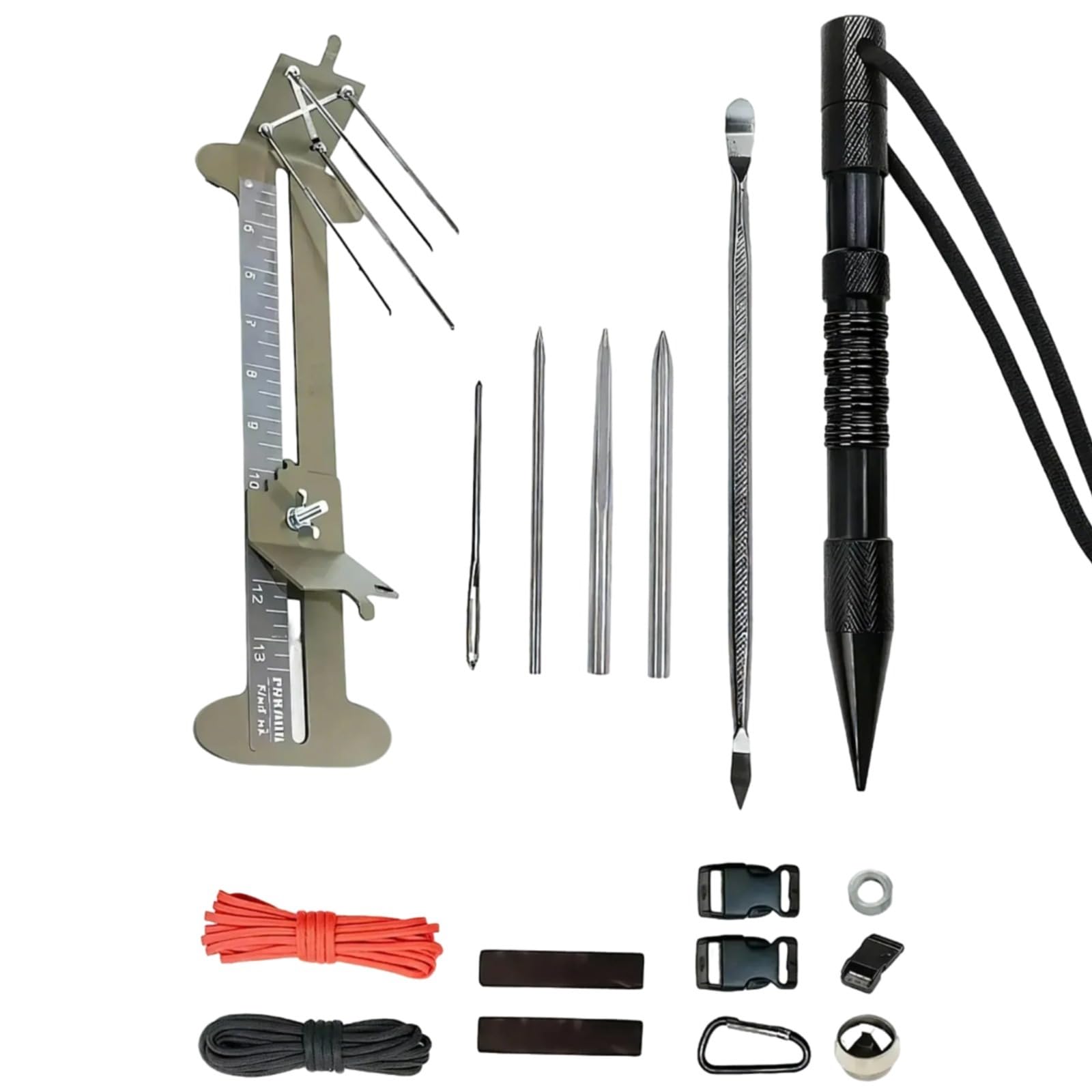 Paracord Crafting Kit With Stainless Steel Jig, Adjustable Slider, Marlinspike, Lacing Needles, And Bracelet Ruler