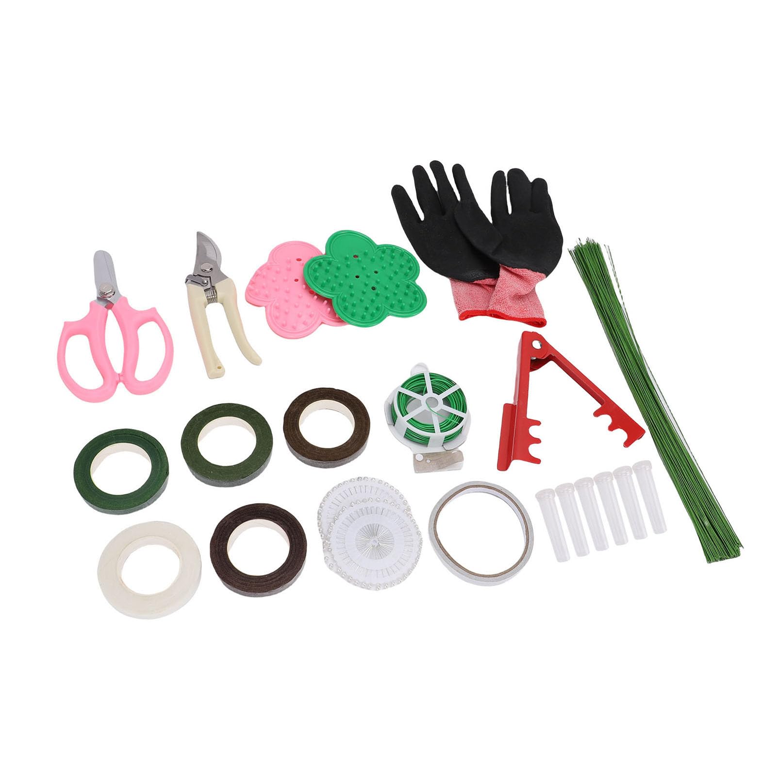 Kit de Herramientas para Arreglos Florales, Suministros para Hacer Ramos con Quitaespinas de Rosas, Tijeras, de Jardinería, Alfileres para Ramilletes, Cintas de Agua, Alambres para Tallos