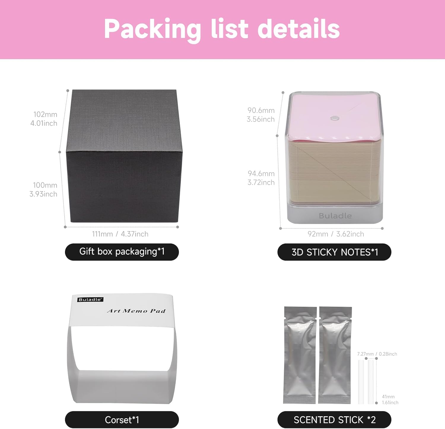 3D Tree memo Pads Paper Desk Calendar with Light,DIY Creative Gifts,Non-Sticky Note Pad Cubes Note Cards Stickers Post Notes for Office/Home (Pink)
