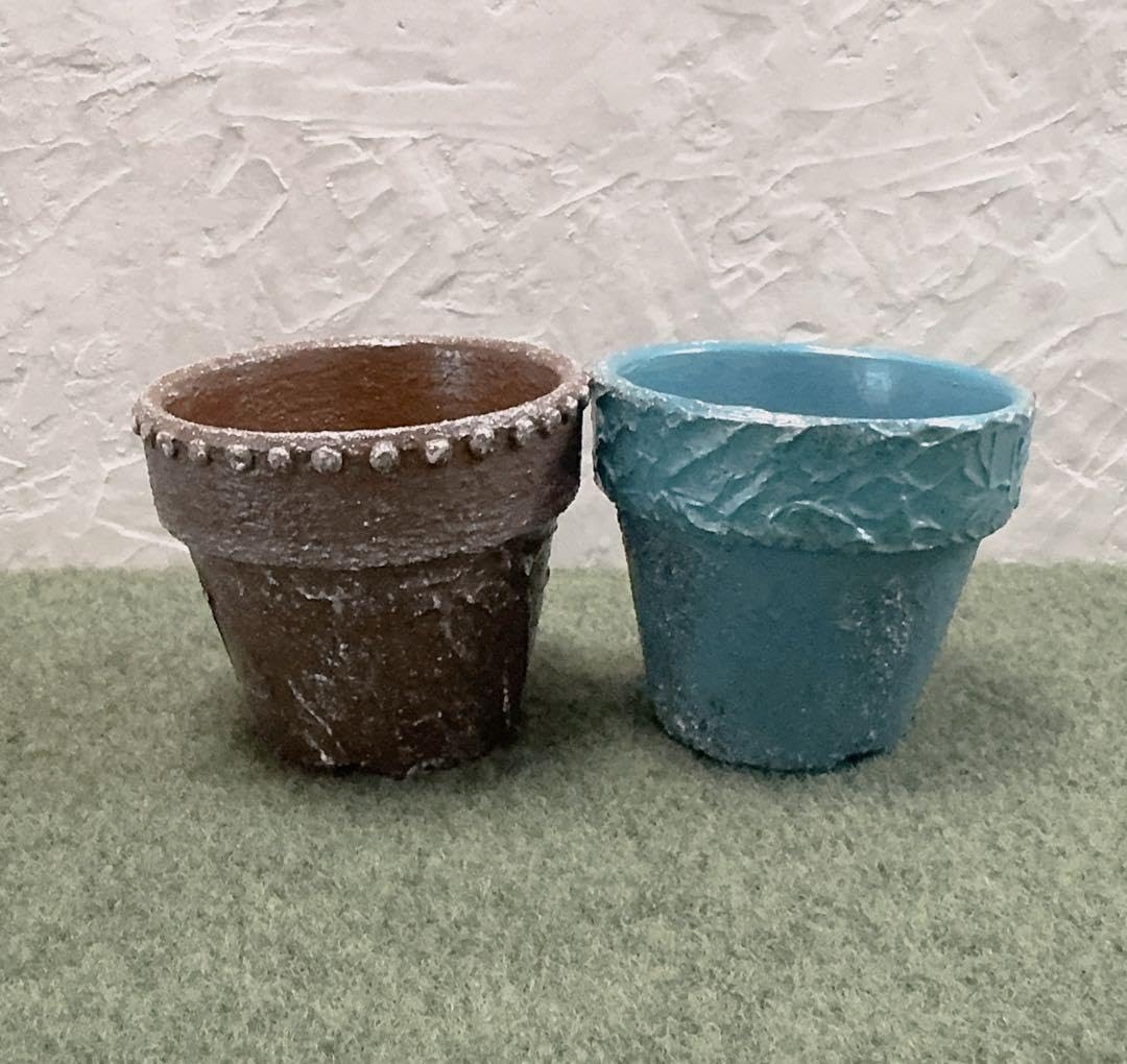 【452】リメイク鉢☆デコパージュ　Ｍサイズ植木鉢２個セット 452】リメイク鉢☆デコパージュ Mサイズ植木鉢2個セット 452