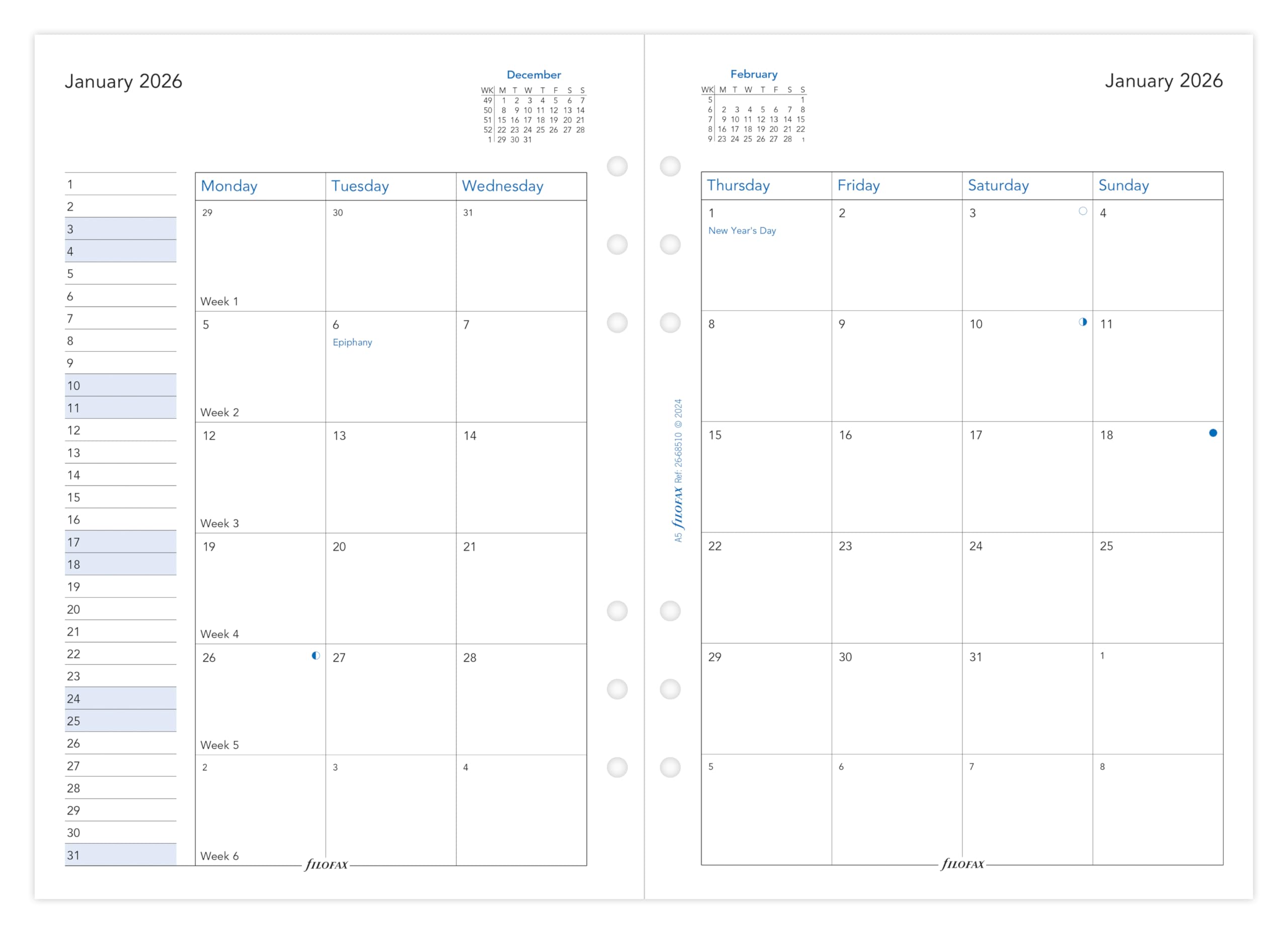 Filofax A5 month on two pages English 2026 diary 26-68510 - Image 2