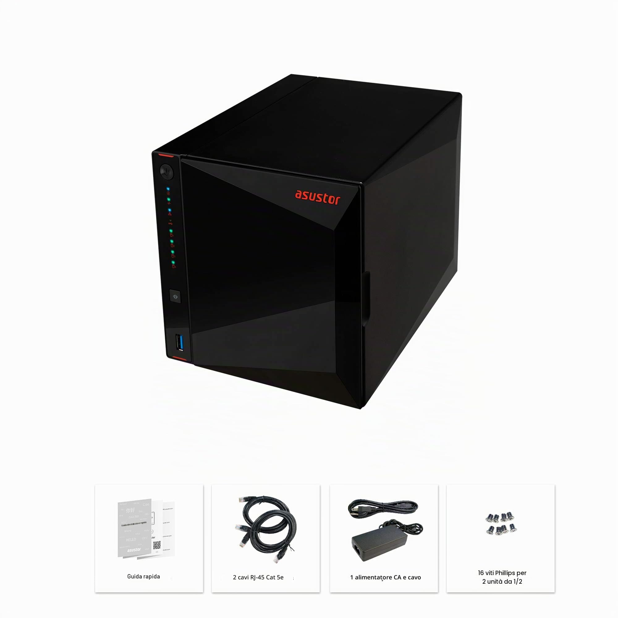 Asustor Nimbustor 4 AS5304T 4 Bay server NAS, Quad Core 1.5 GHz, 4GB RAM DDR4, Network Attached Personal Cloud Storage (Senza Disco)
