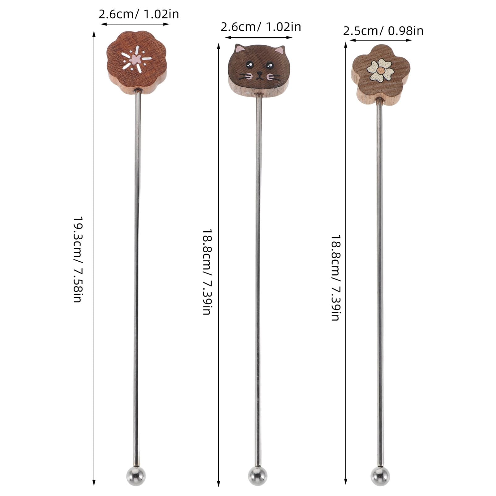 Garneck 3Pcs Vintage Stainless Steel Swizzle Sticks Reusable Coffee Paddle Stir Sticks for Cocktails Travel Outdoor Events Portable Drink Mixers