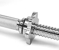 Vista 6 de Yes4All Threaded Dumbbell Handles, 14/16/18/24 Inch Dumbbell Bar Pair, Chrome/Rubber Grip, Fit 1” or 1.15" Plates, 4 Star-Lock Collars with