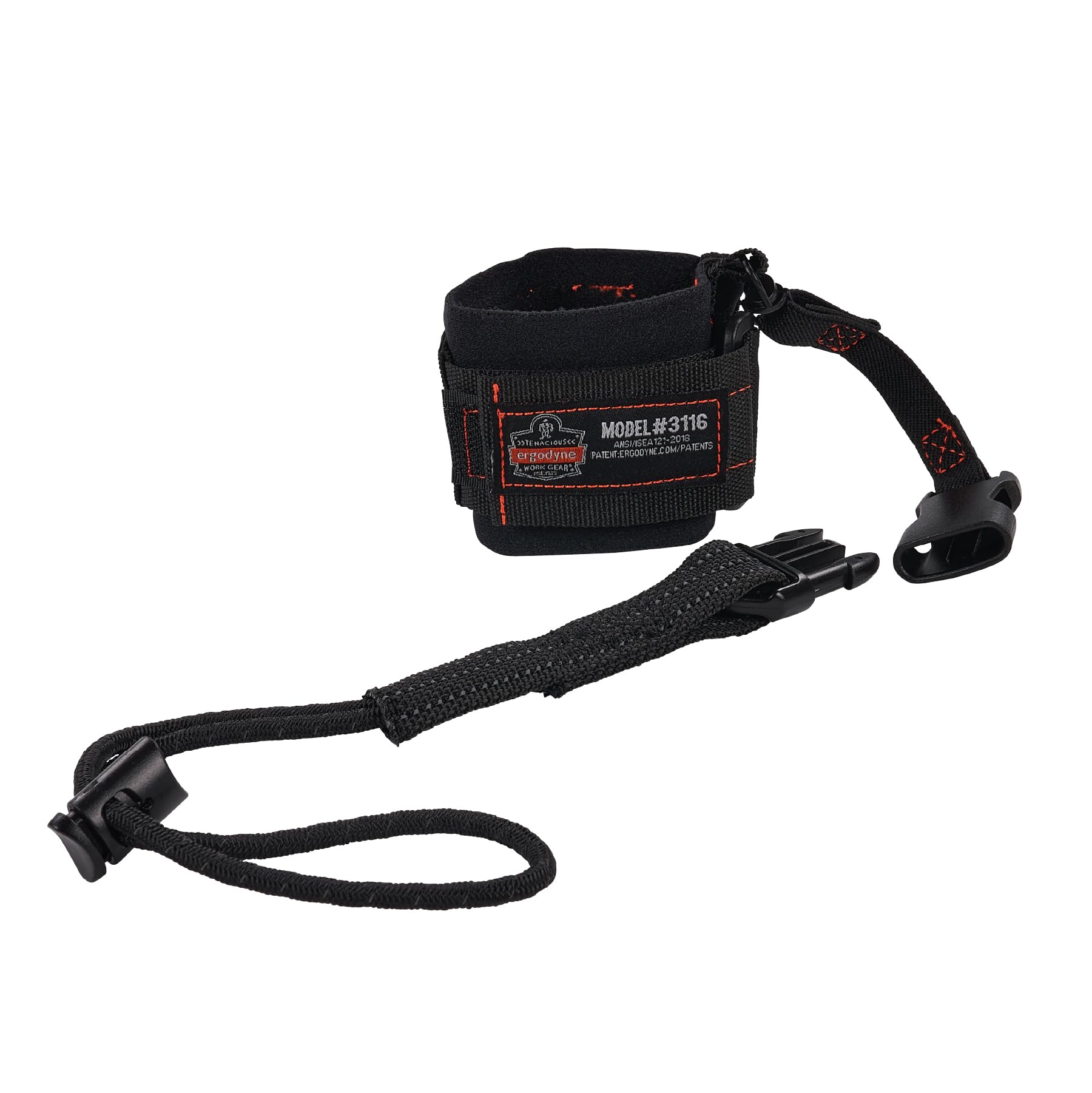 Ergodyne Squids 3116 Pull-On Wrist Tool Lanyard with Buckle Connection, 3 Pounds,Black