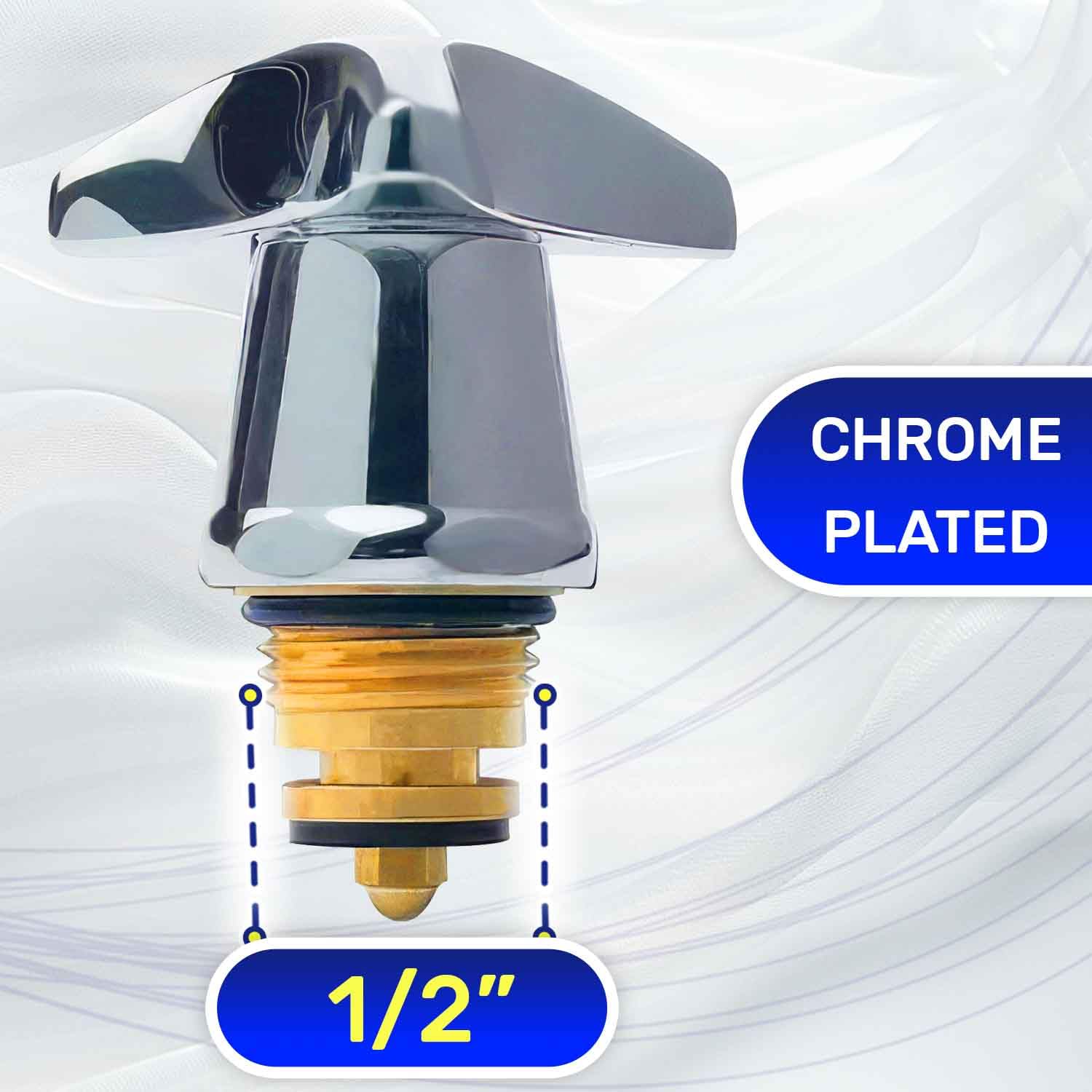 Replacement Tap Top Handle for Cold Water for the Tap with 1/2" Thread - Warranty 10 Years - MONTERAL, Silver - Image 2