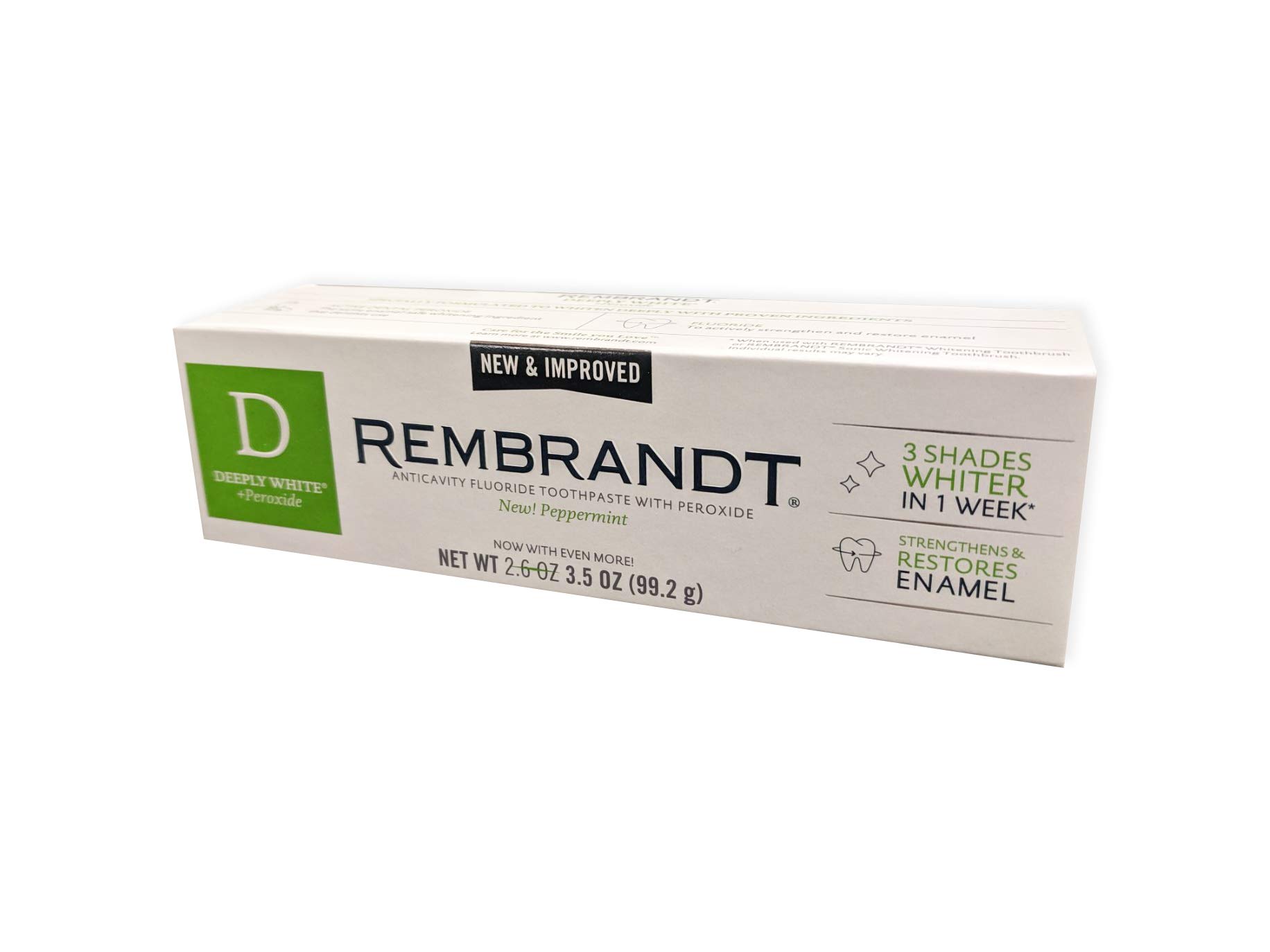 Rembrandt Deeply White Whitening Pasta do zębów miętowa, 2,6 uncji (3 sztuki)