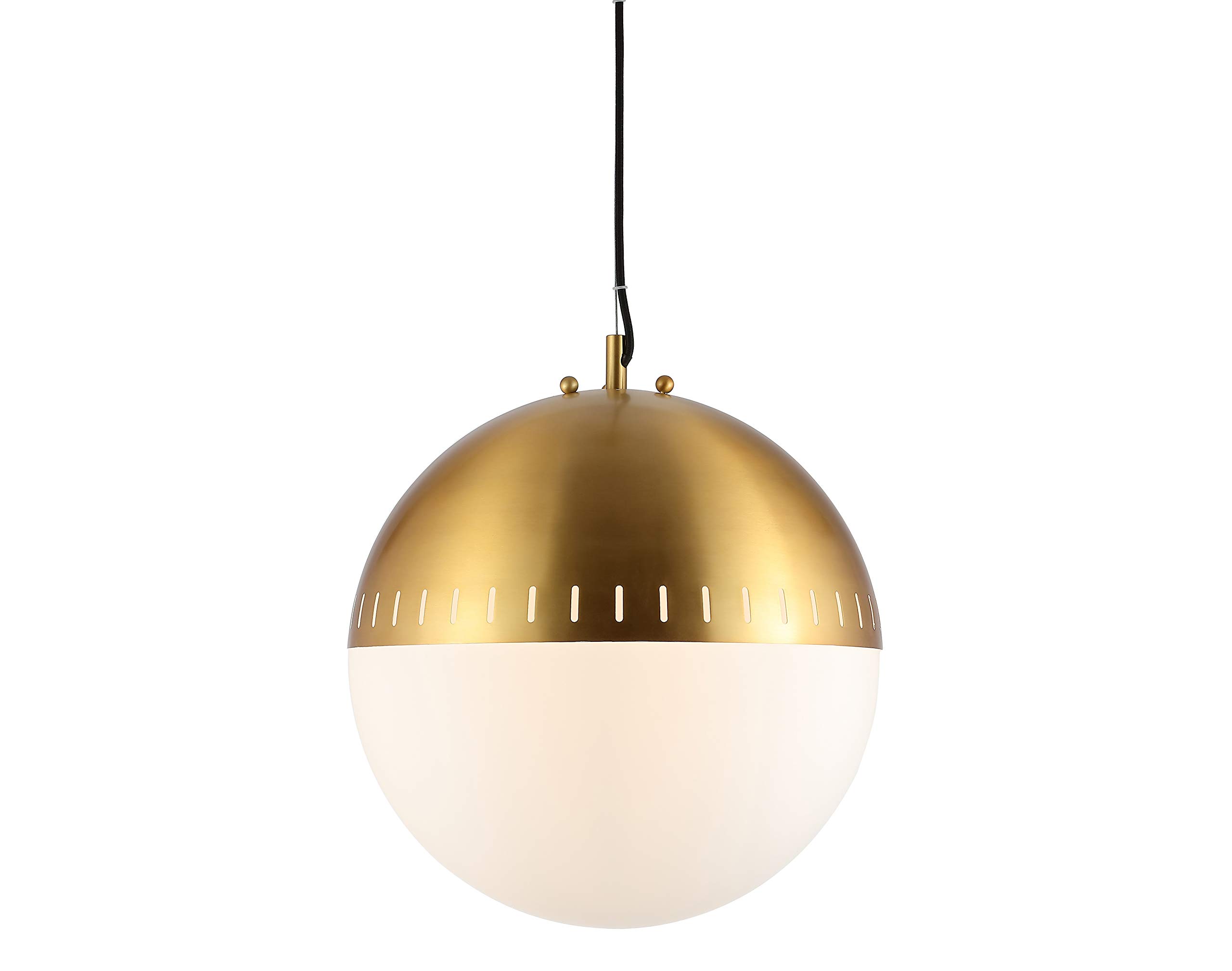 JONATHAN Y JYL9531A Remy 15.75" Adjustable Iron/Glass Art Deco Mid-Century Globe LED Pendant, Brass-Gold ContemporaryGlamMinimalistModernTransitional, Dimmable, for Kitchen, Living Room, Brass Gold