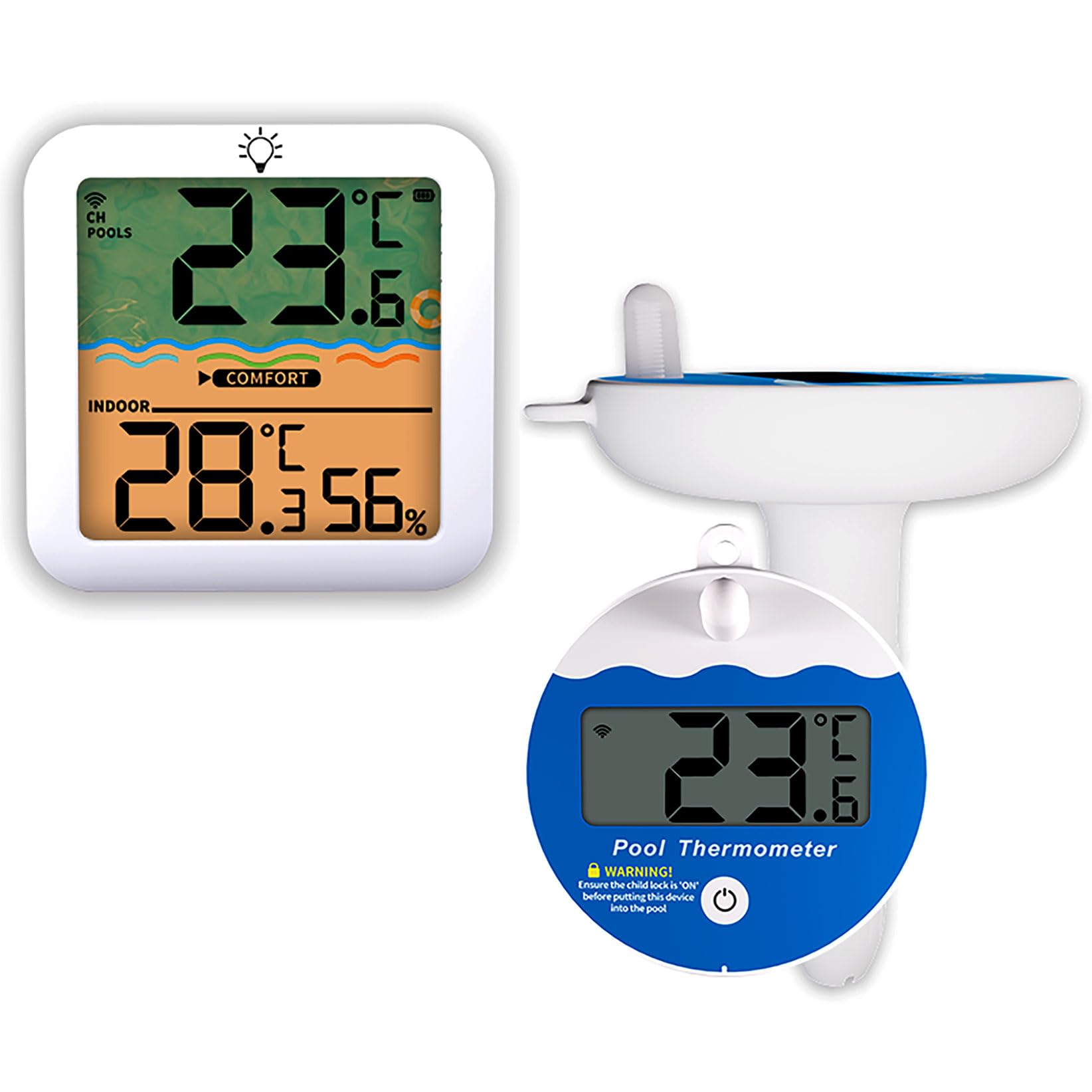 Swimming Pool Thermometer Floating, Hot Tub Thermometer with Indoor Monitor