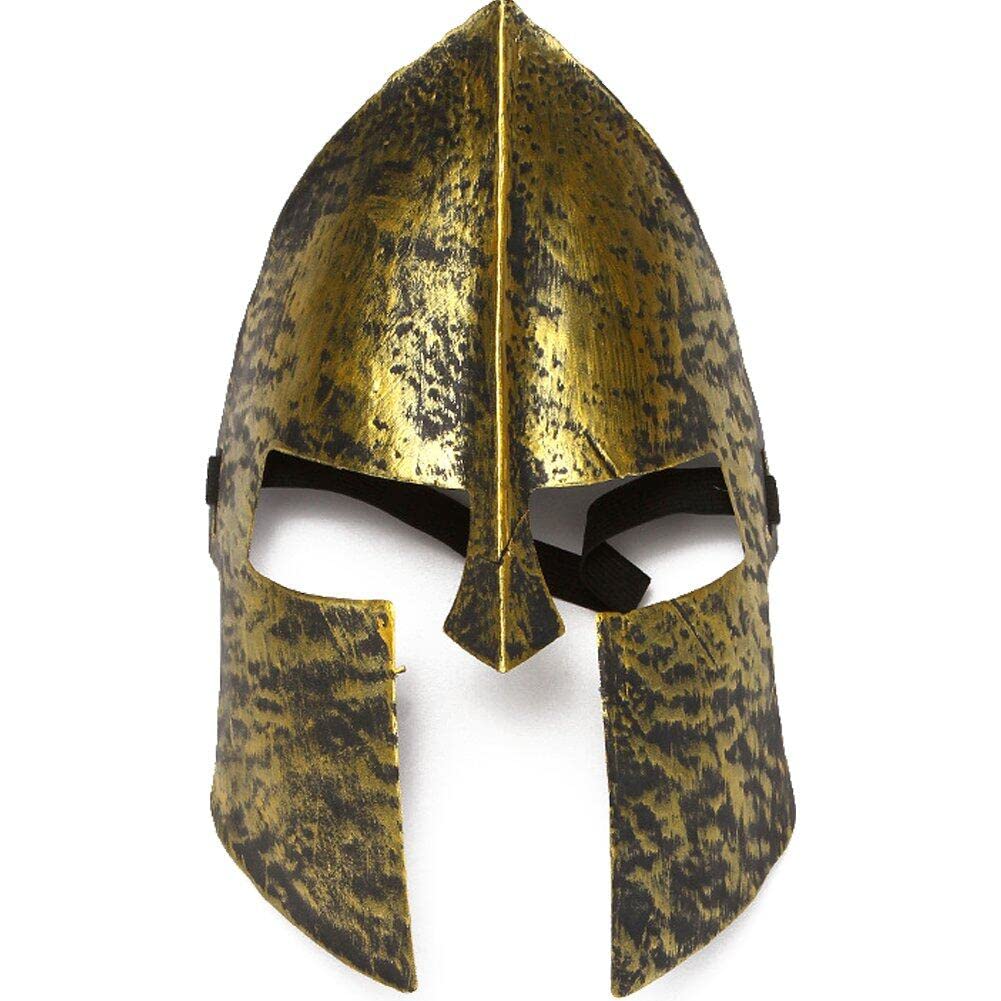 Danlai Antique Gold Ancient Sparta Mask Plastic Medieval Viking Roman Helmet Face Mask Knight Mask For Cosplay Carnival Props Accessories