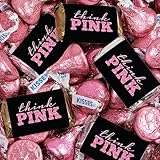 131 Pcs Breast Cancer Candy Gifts & Favors Wrapped Miniatures and Pink Kisses (1.65 lbs) - Think Pink Awareness