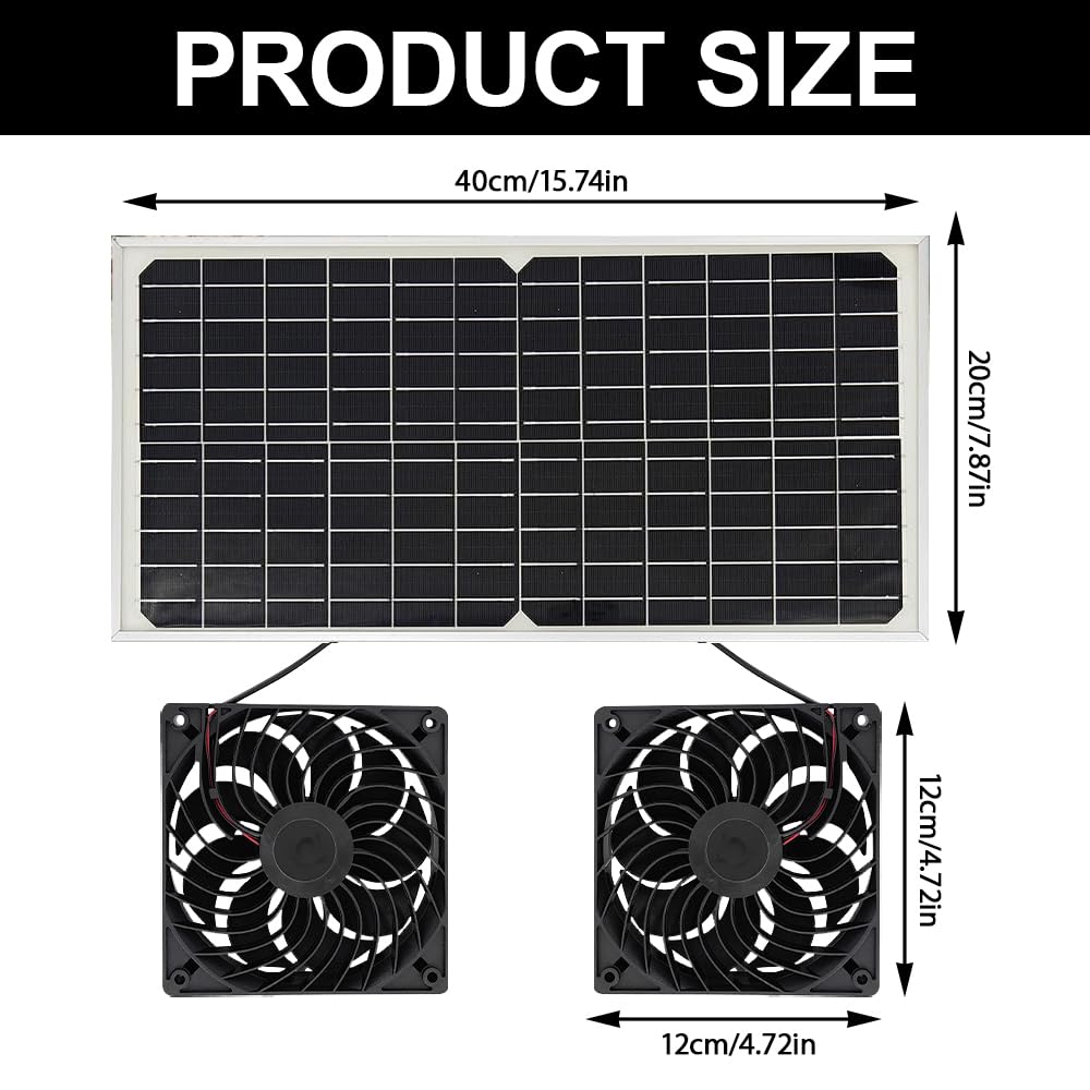Ventilateur Solaire 16 W Double Ventilateur CC Extraction Fenêtre Hangar Poulailler Serre