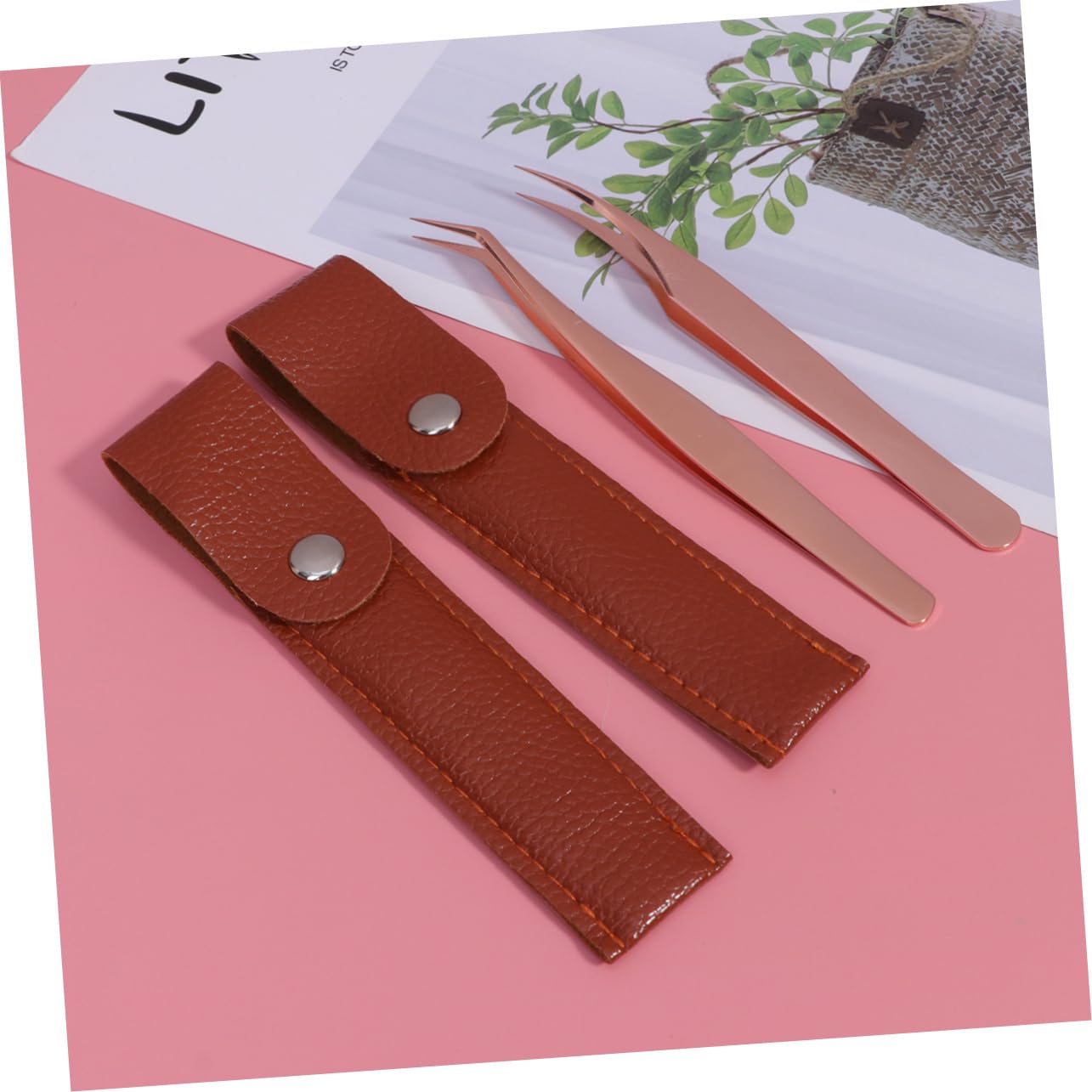 Housoutil 12pezzi Pinzette Per Extension Inossidabile Include e Confezione Rosa Per Isolare e Selezionare Falsi